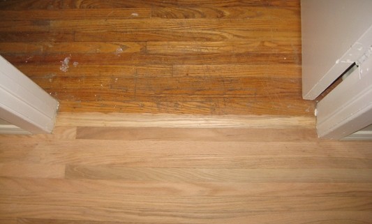 Eiche-Schmaldielen - vorher/nachher (rohes Holz)