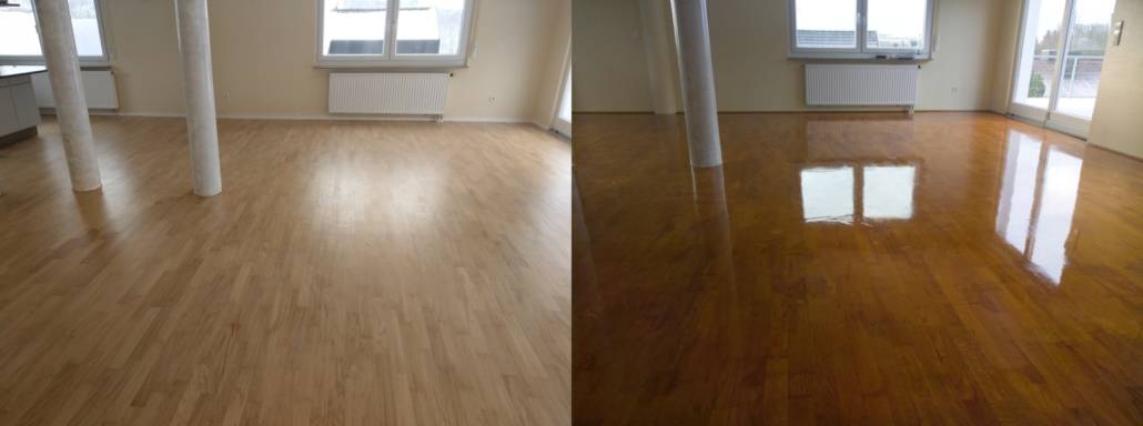 Eiche-Stabparkett: renoviert und frisch versiegelt