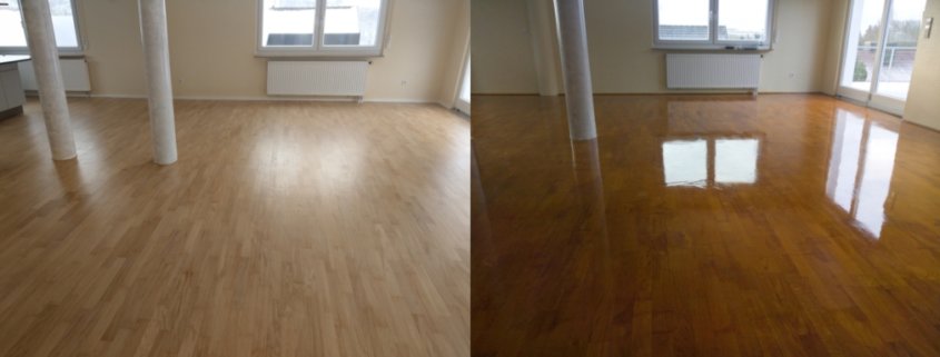 Eiche-Stabparkett: renoviert und frisch versiegelt
