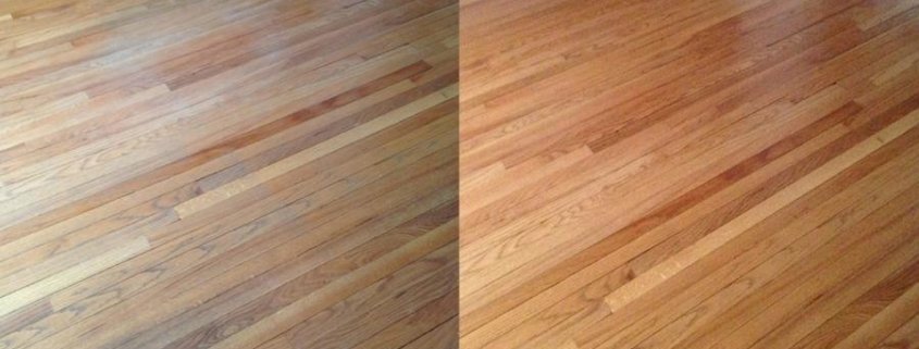 Massivdielen, renoviert und versiegelt - vorher/nachher