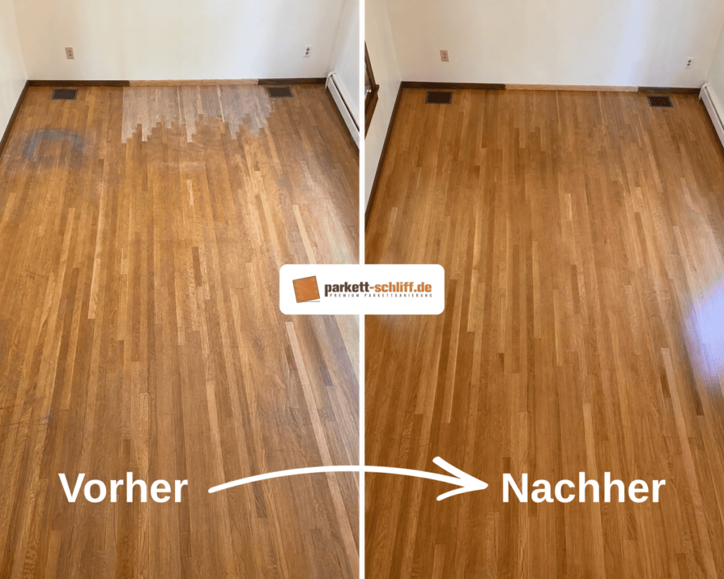 Eiche Stabparkett abschleifen: Vorher/Nachher