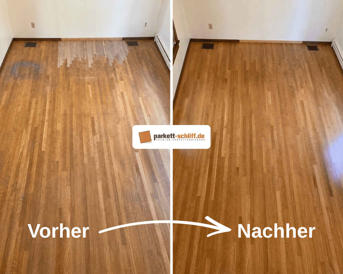 Eiche Stabparkett abschleifen: Vorher/Nachher